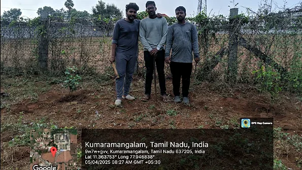 Team members actively planting saplings during the plantation drive